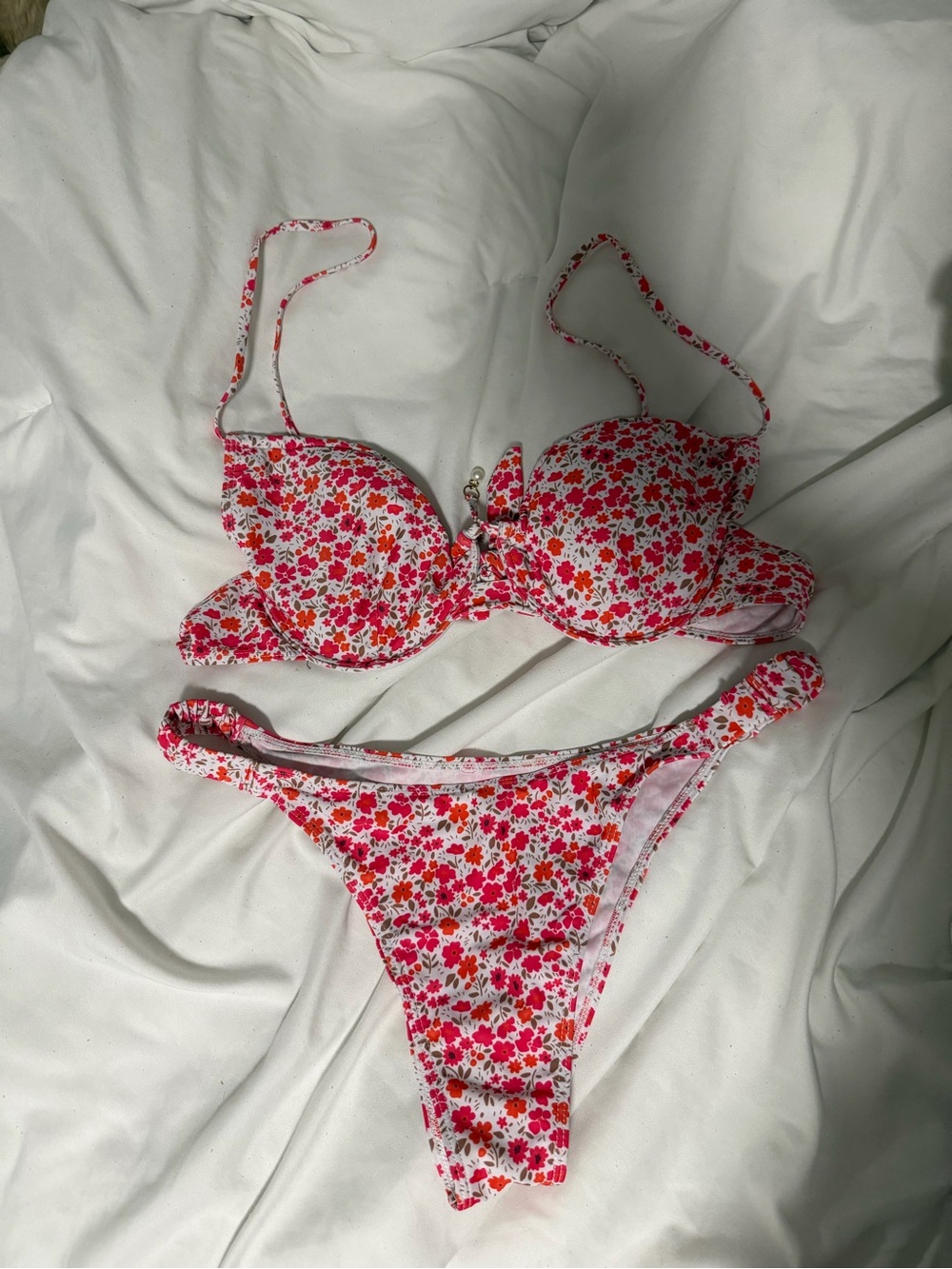 SHEIN Pink & Red Floral Push-Up Bikini Set